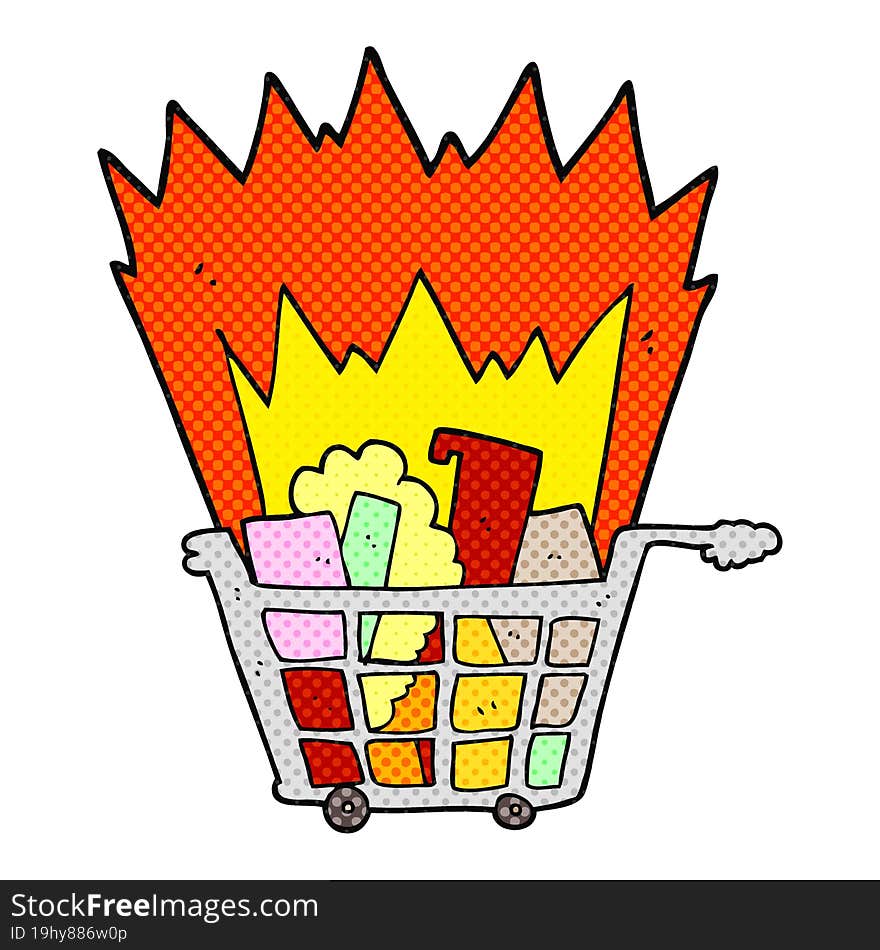 cartoon shopping trolley