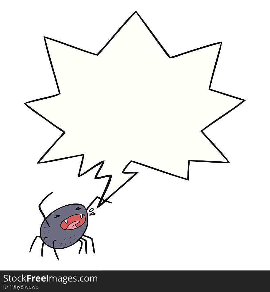 Cartoon Halloween Spider And Speech Bubble