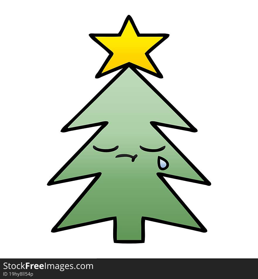 gradient shaded cartoon of a christmas tree