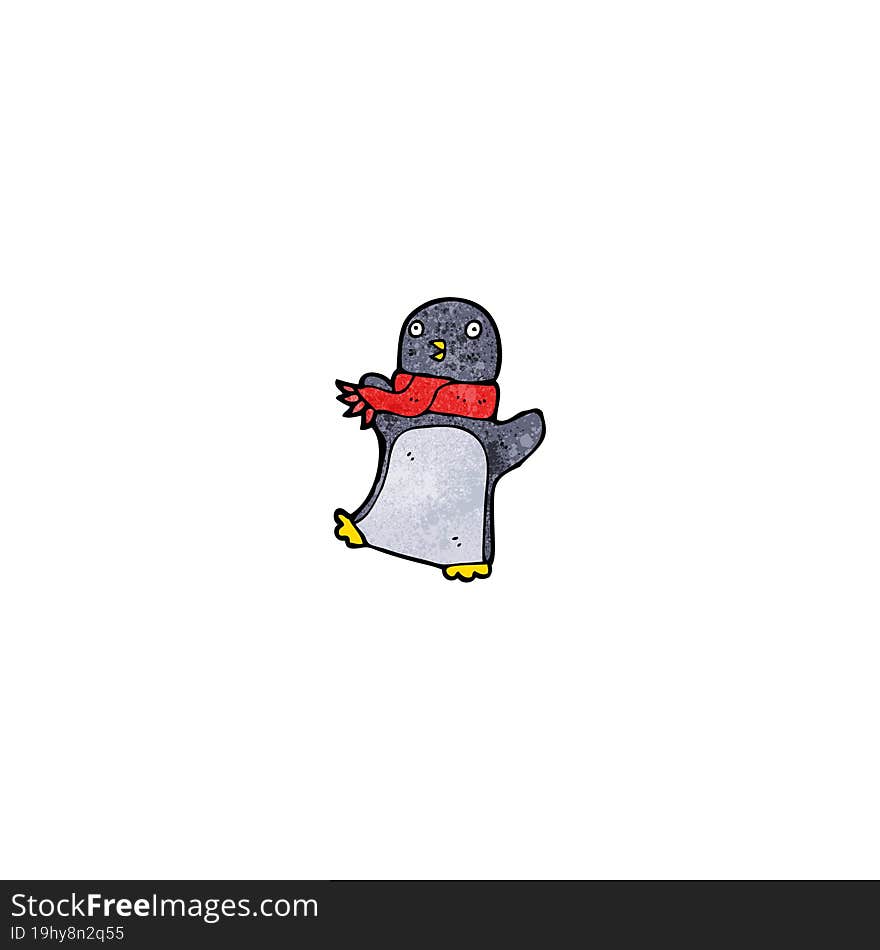 cartoon penguin wearing scarf