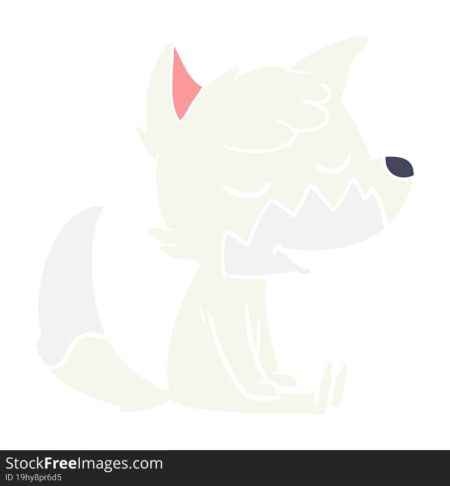 friendly flat color style cartoon sitting fox