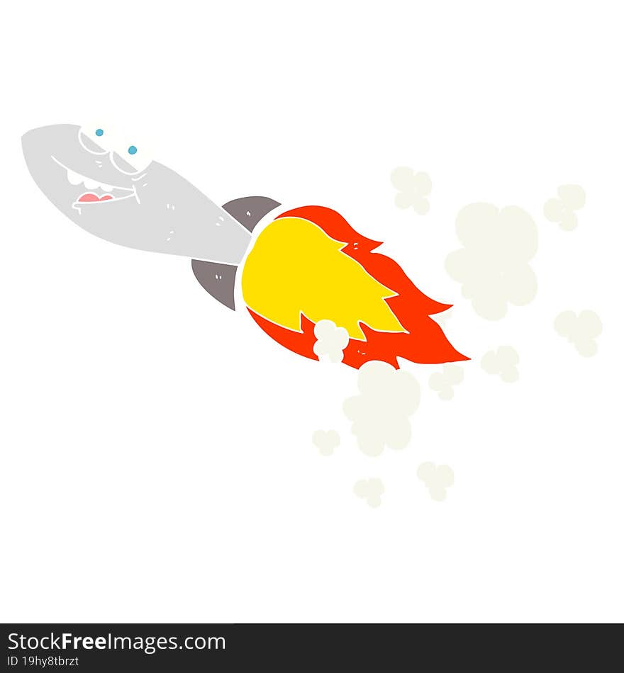 flat color illustration of a cartoon missile