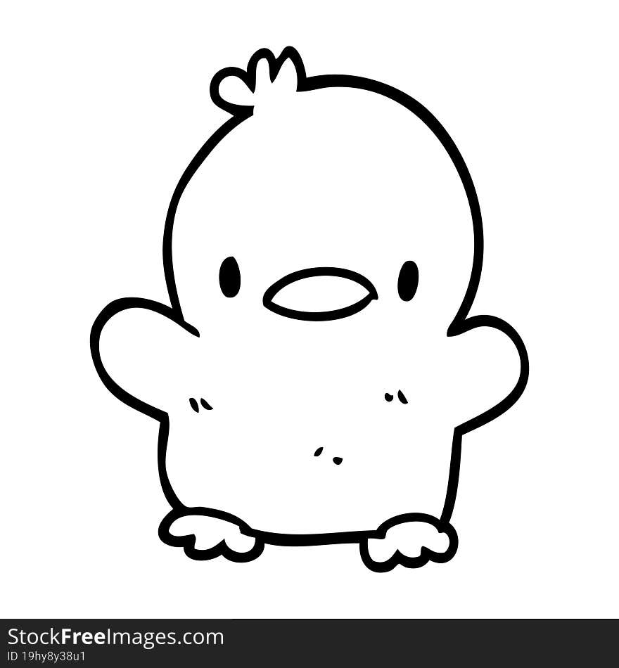 Cute Line Drawing Cartoon Chick