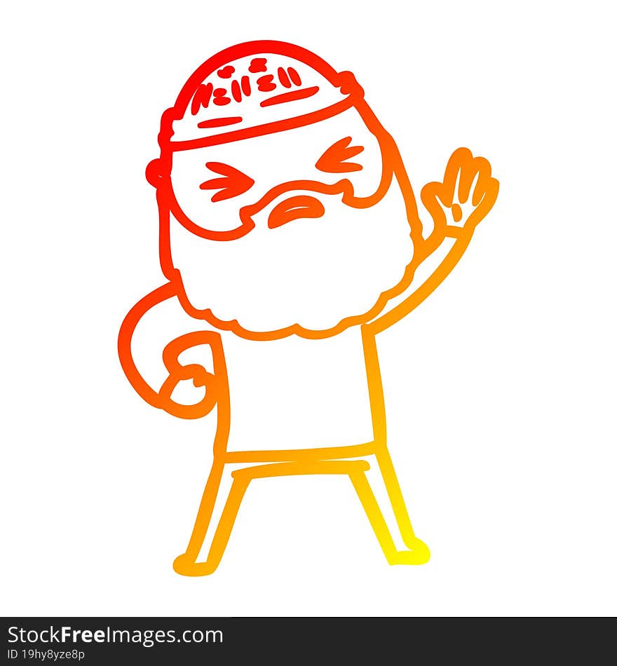 warm gradient line drawing of a cartoon man with beard