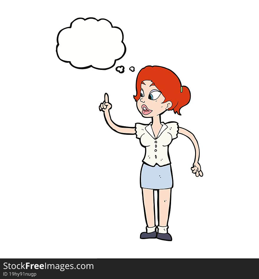 Cartoon Woman With Great Idea With Thought Bubble