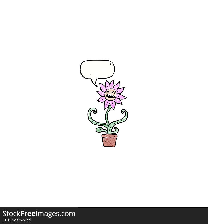 cartoon flower with speech bubble