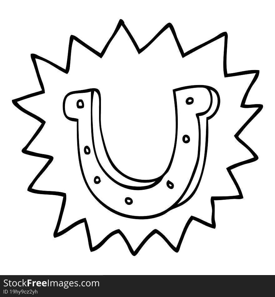 line drawing cartoon lucky horseshoe