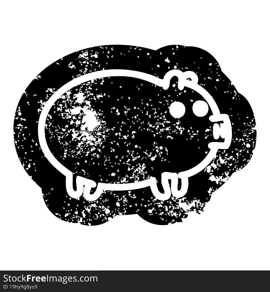 fat pig distressed icon symbol