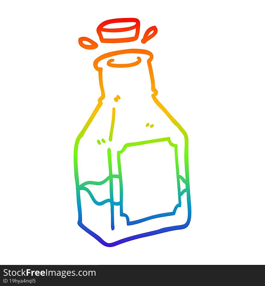 rainbow gradient line drawing of a cartoon drink in decanter