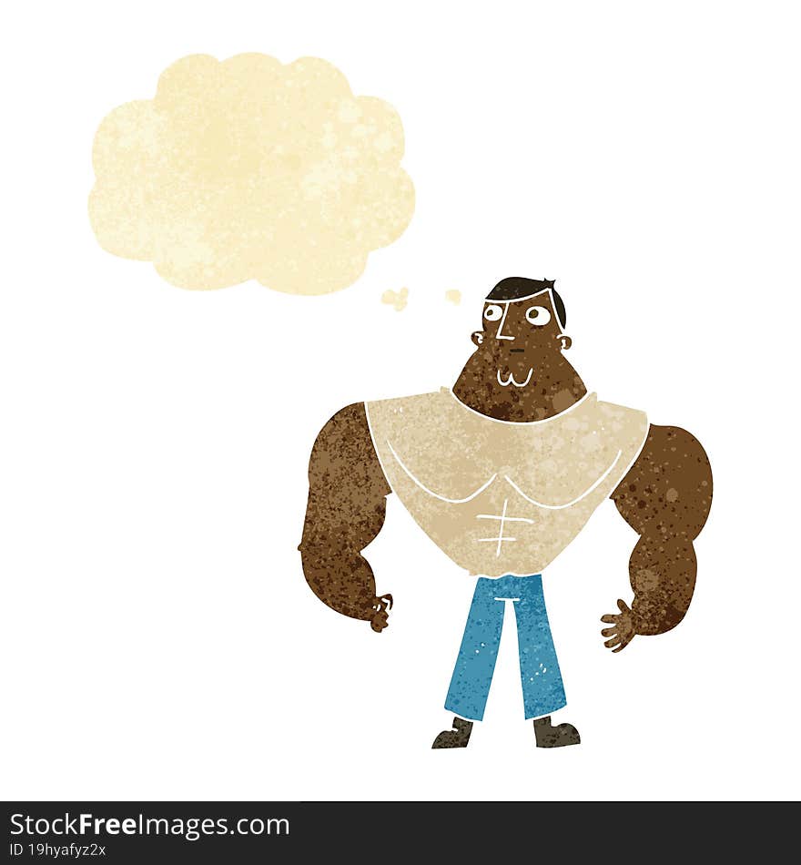 Cartoon Body Builder With Thought Bubble