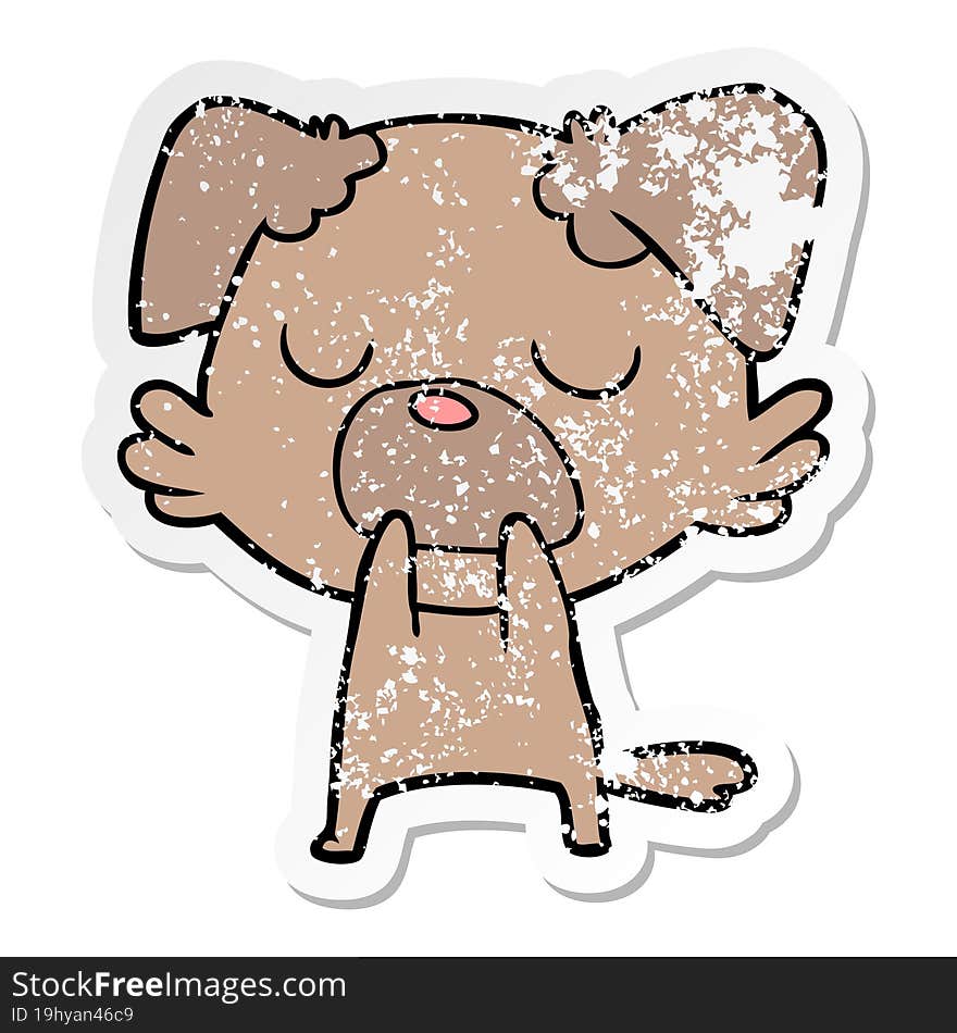 distressed sticker of a cartoon dog