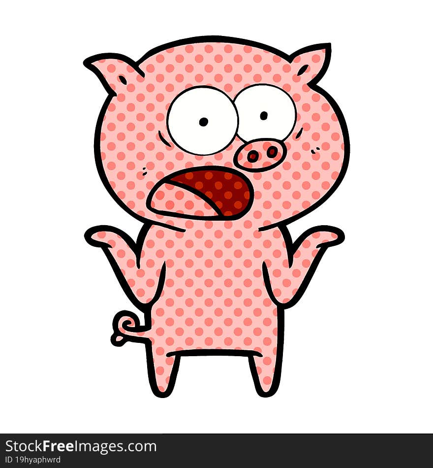 cartoon pig shouting. cartoon pig shouting