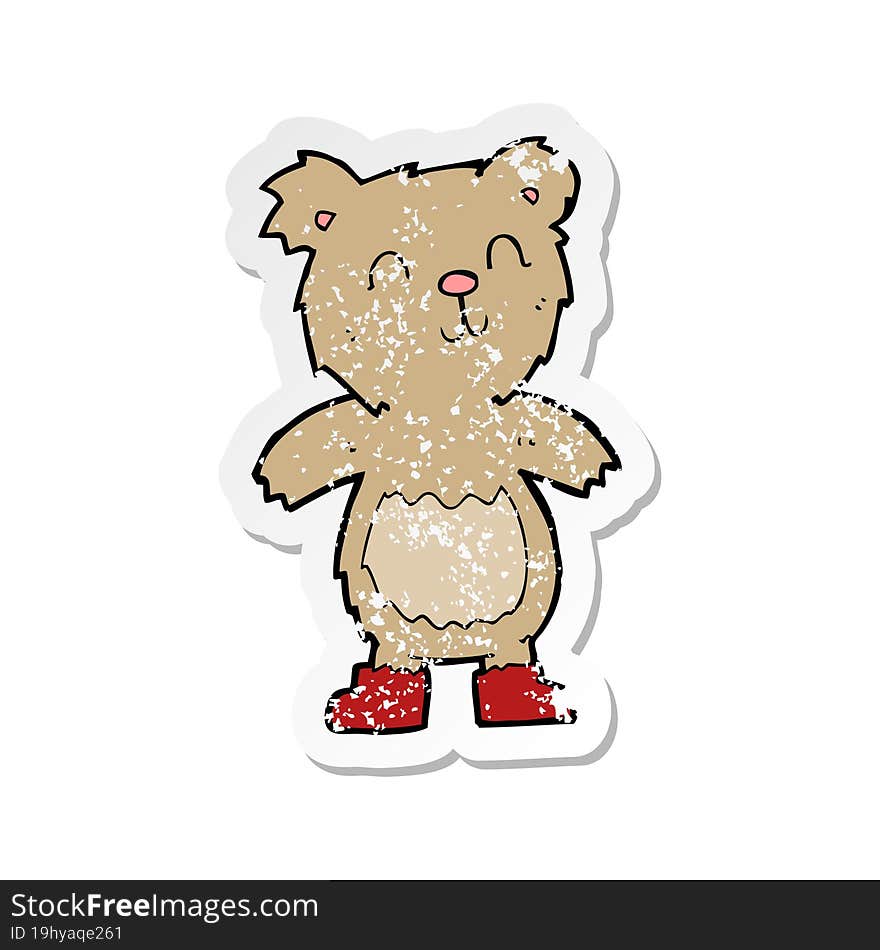 Retro Distressed Sticker Of A Cartoon Teddy Bear