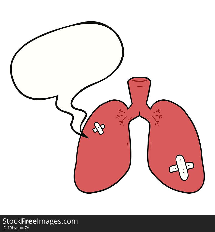 cartoon repaired lungs and speech bubble