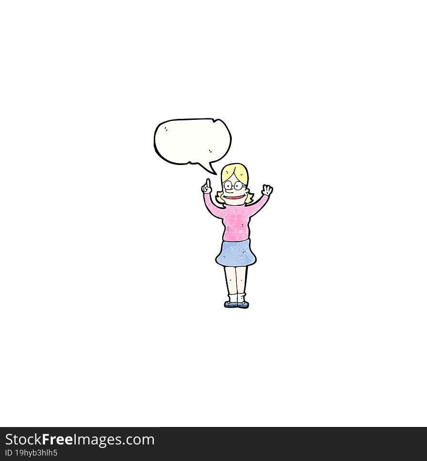 Cartoon Clever Blond Woman