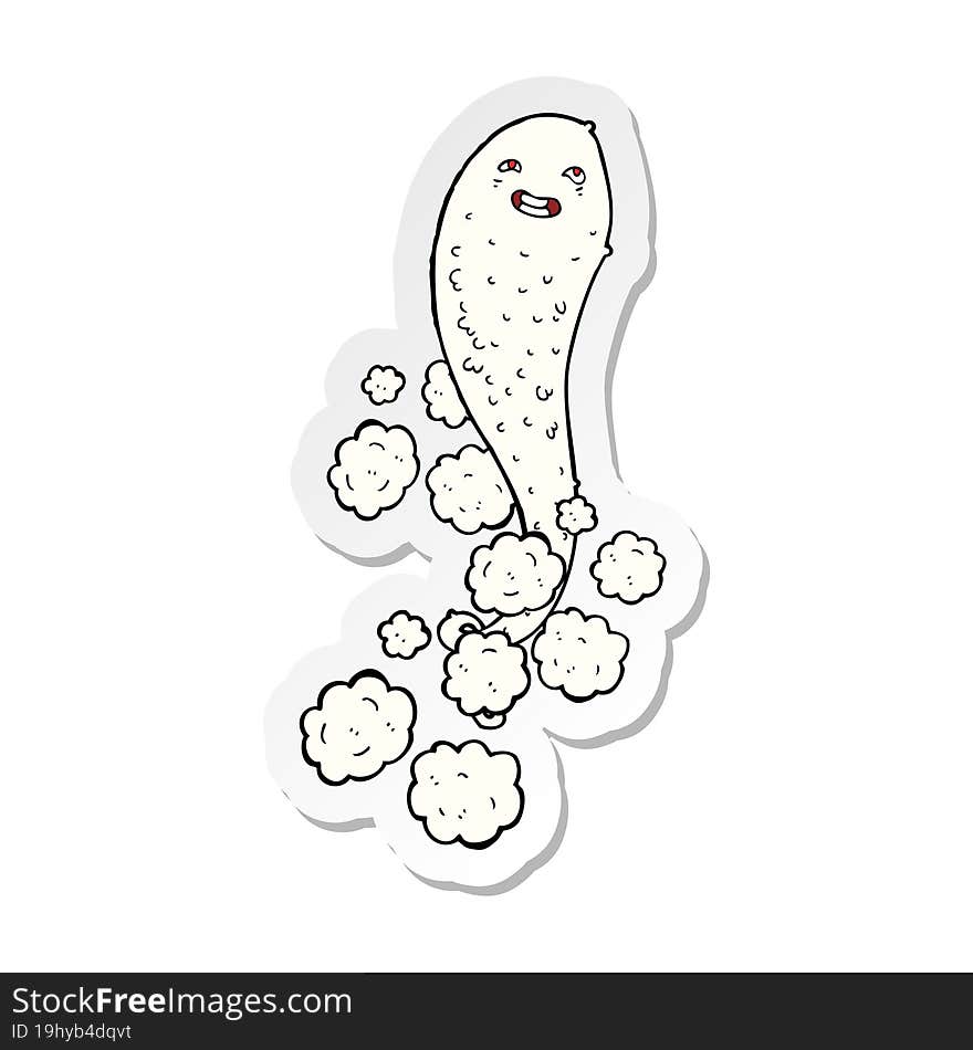 sticker of a cartoon spooky ghost