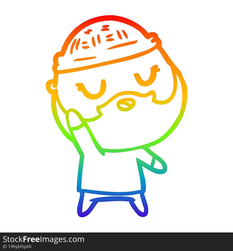 Rainbow Gradient Line Drawing Cute Cartoon Man With Beard