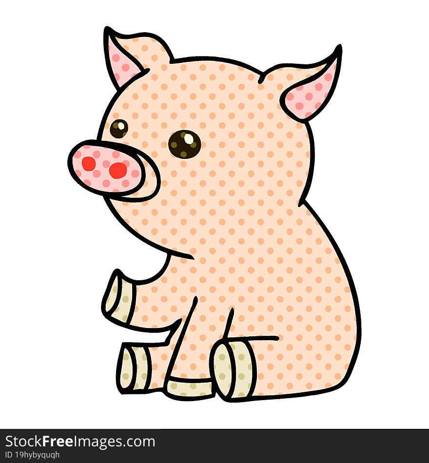 Quirky Comic Book Style Cartoon Pig