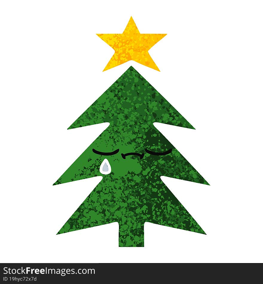 Retro Illustration Style Cartoon Christmas Tree