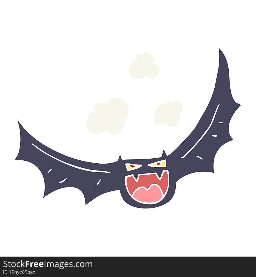 flat color illustration of a cartoon halloween bat