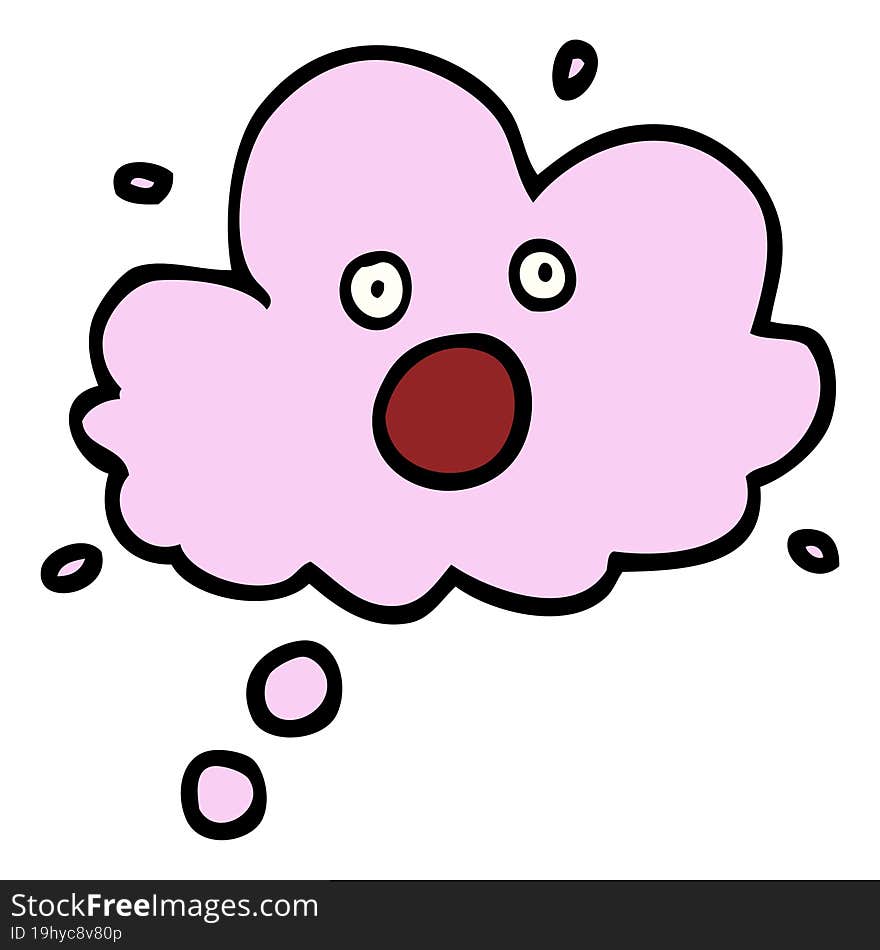 hand drawn doodle style cartoon screaming thought cloud