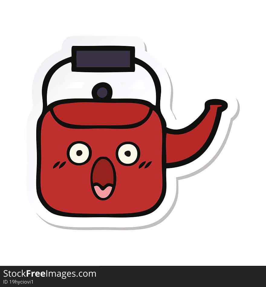 sticker of a cute cartoon kettle