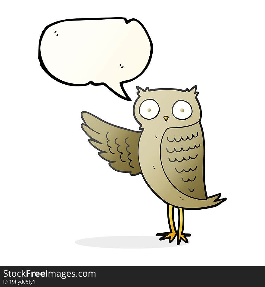 freehand drawn speech bubble cartoon owl