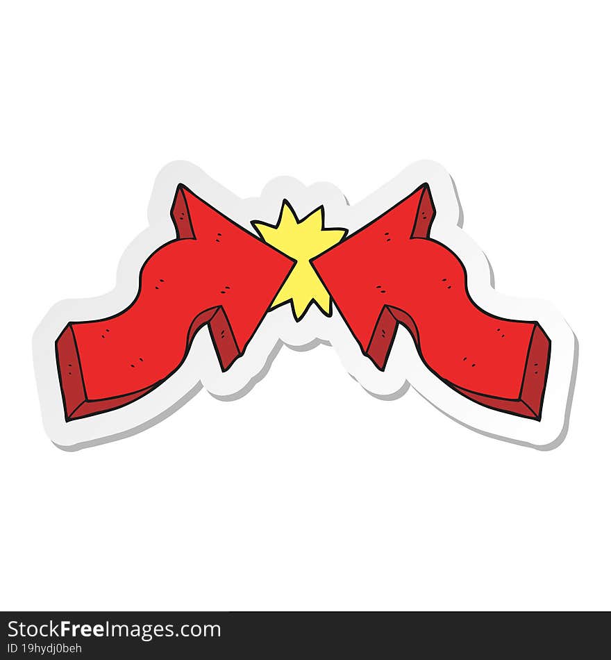 Sticker Of A Cartoon Pointing Arrows