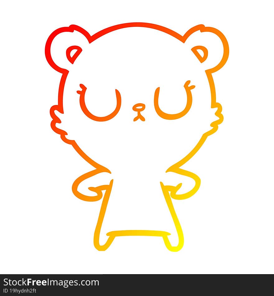 warm gradient line drawing peaceful cartoon bear cub