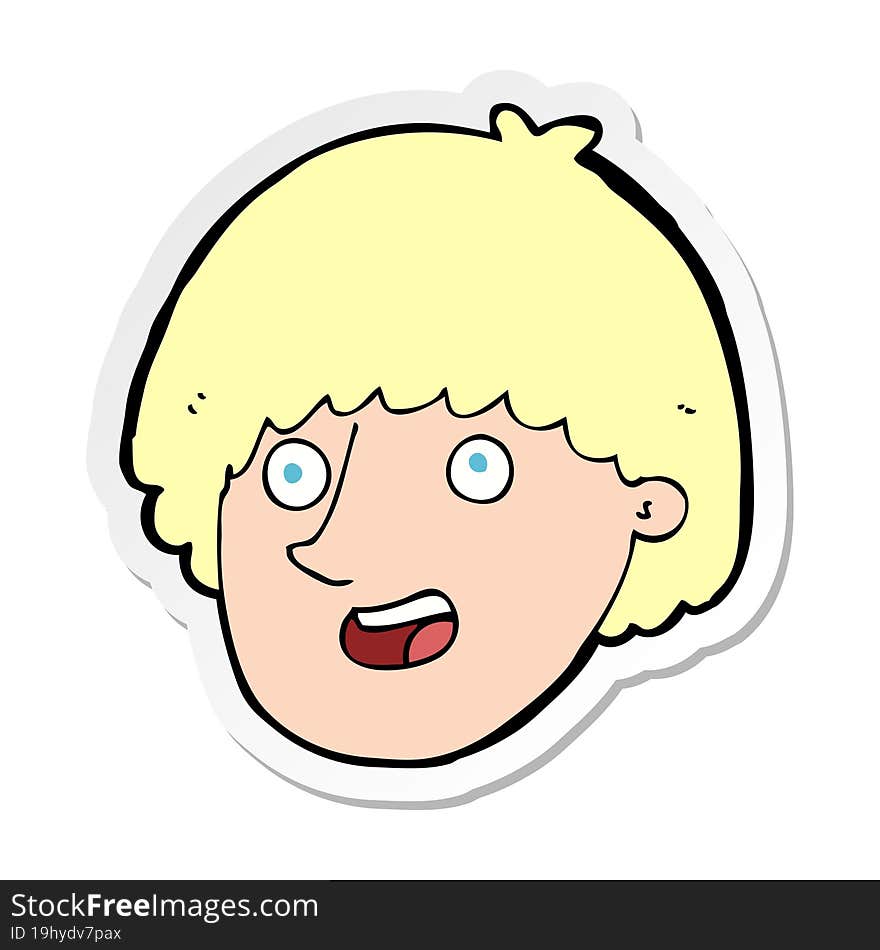 Sticker Of A Cartoon Happy Male Face