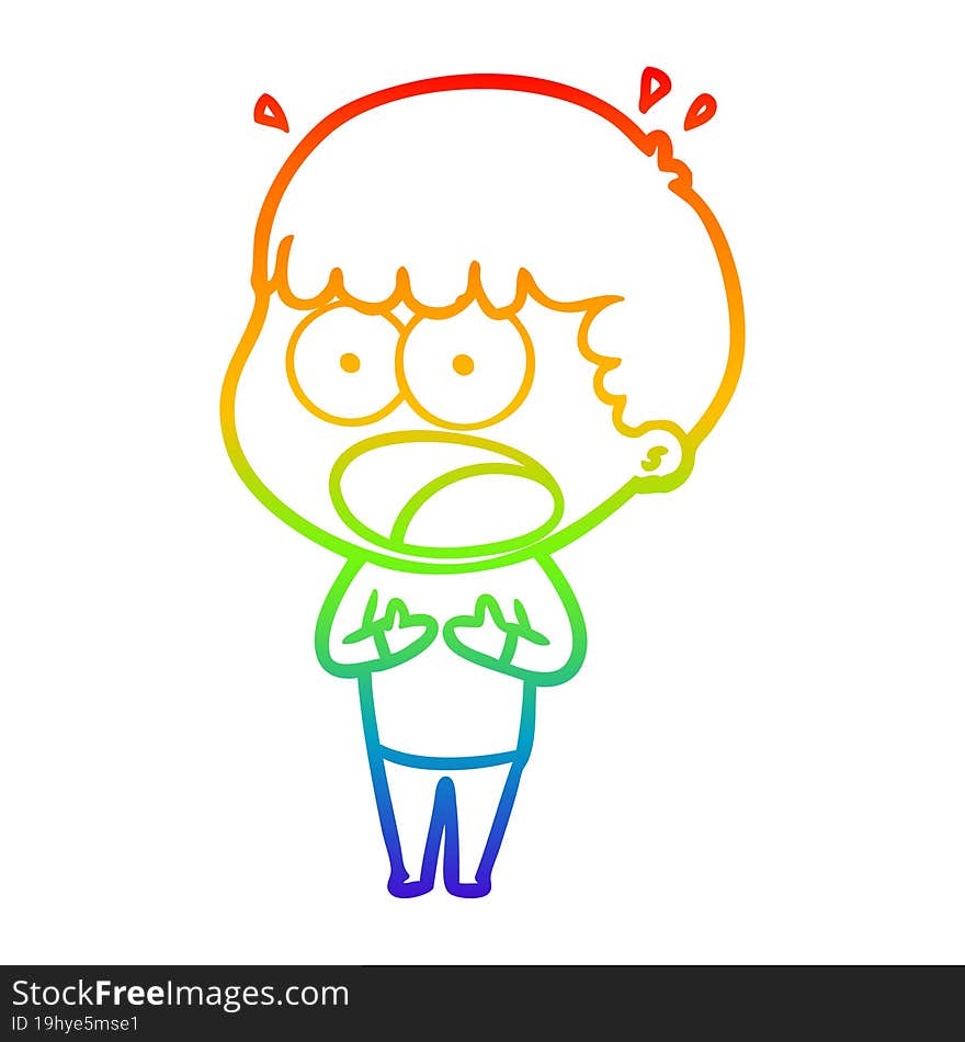 rainbow gradient line drawing cartoon shocked man