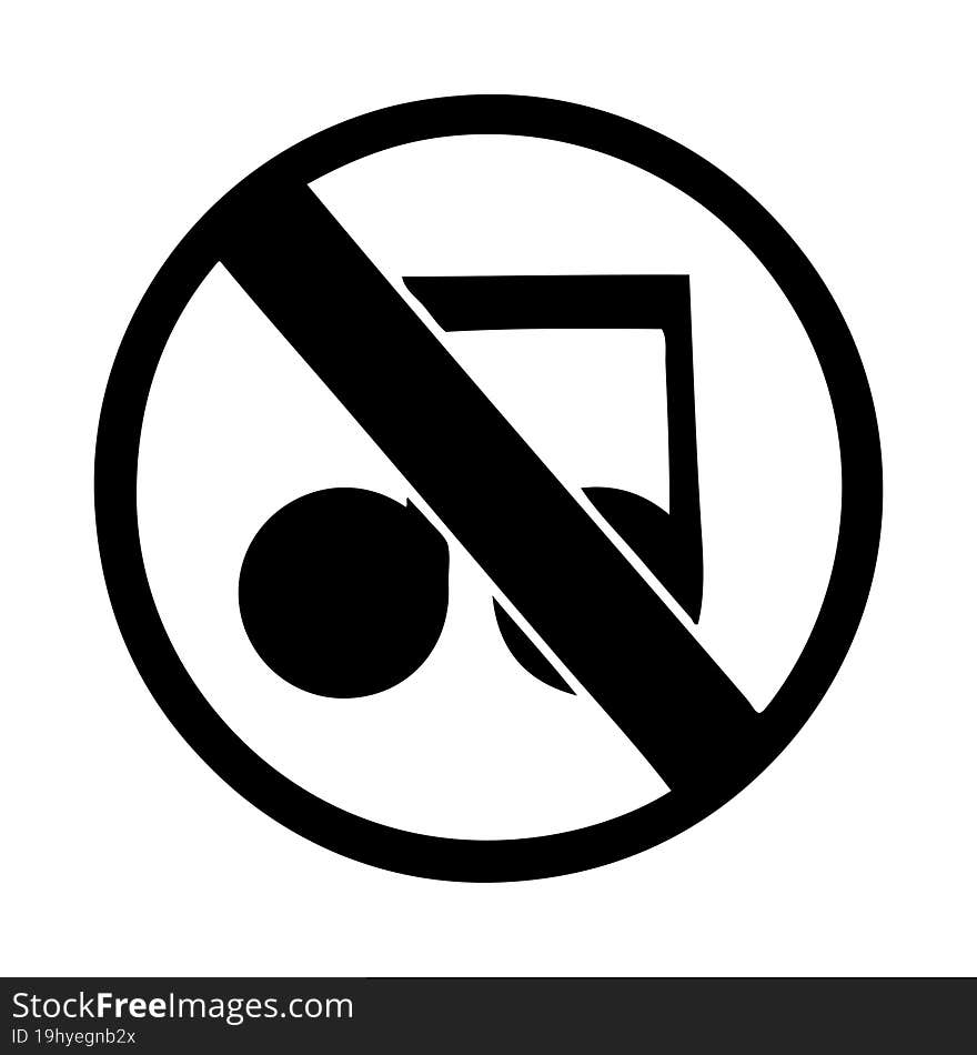 flat symbol of a no music sign. flat symbol of a no music sign