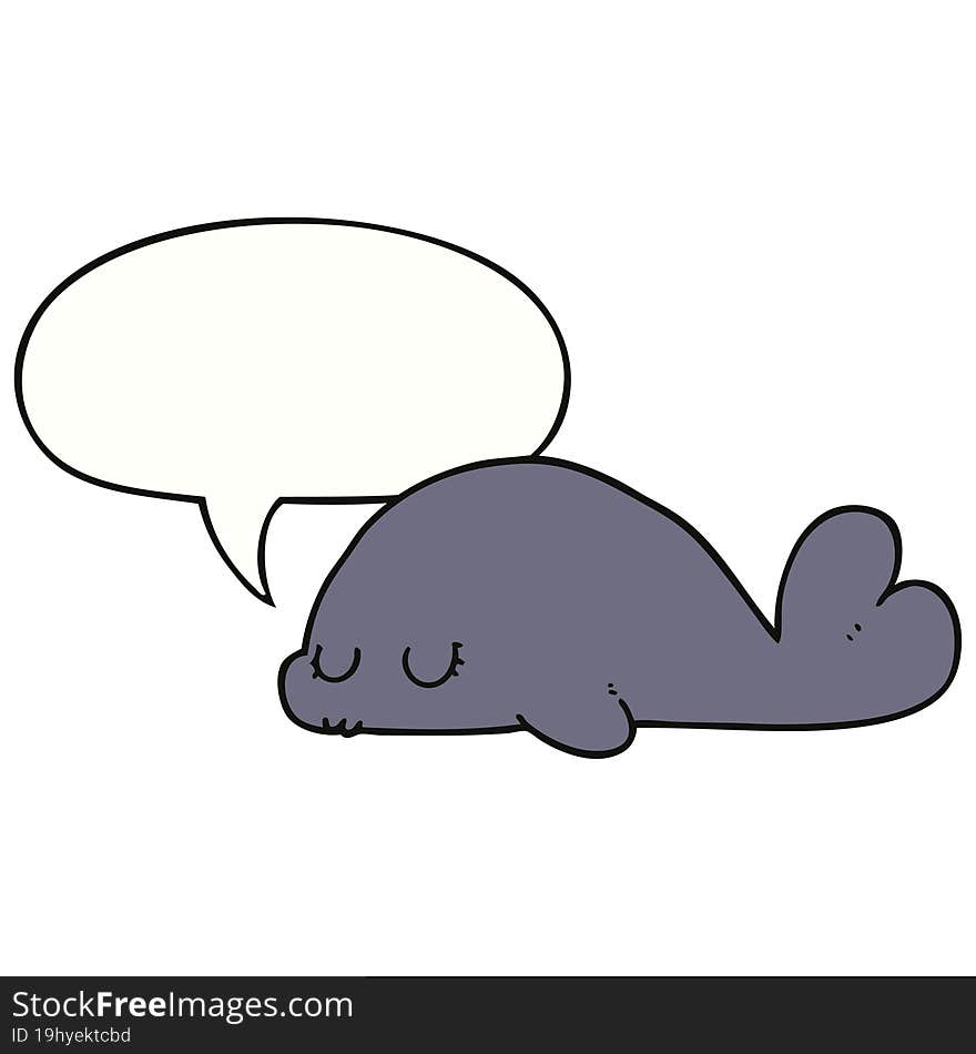 cute cartoon seal and speech bubble