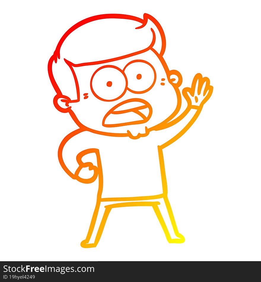 warm gradient line drawing cartoon shocked man