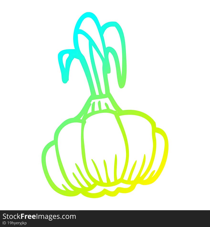 cold gradient line drawing cartoon sprouting garlic