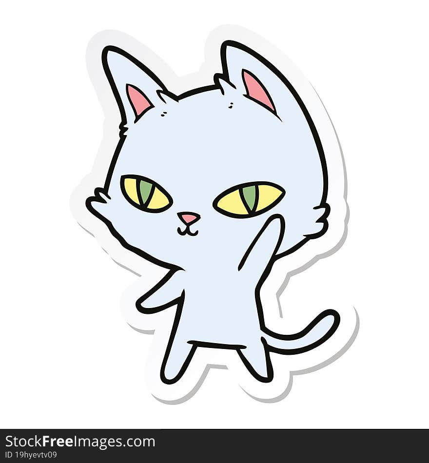 sticker of a cartoon cat waving