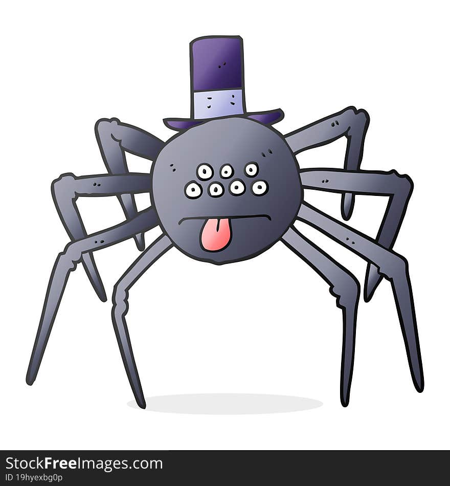 cartoon halloween spider in top hat