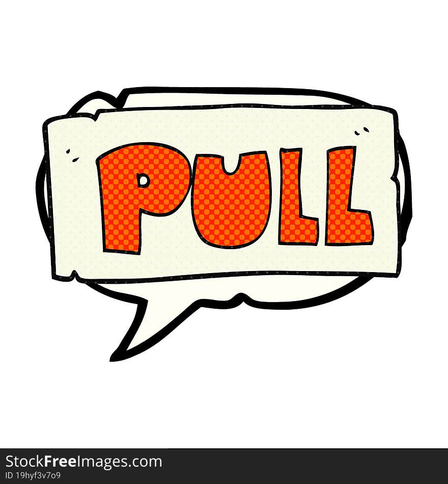 comic book speech bubble cartoon door pull sign