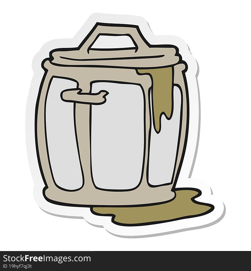 sticker of a cartoon dirty garbage can