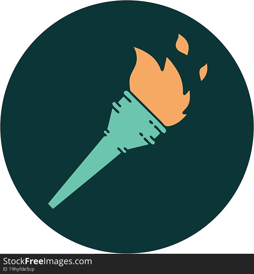 tattoo style icon of a lit torch