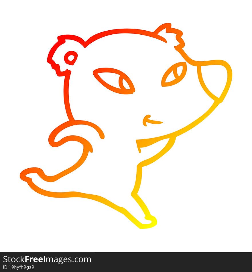 warm gradient line drawing cute cartoon polar bear