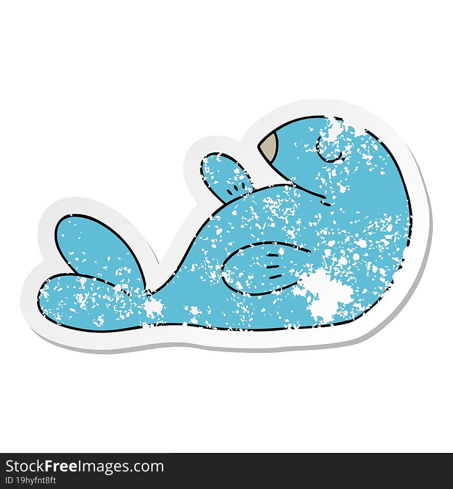 distressed sticker of a quirky hand drawn cartoon seal