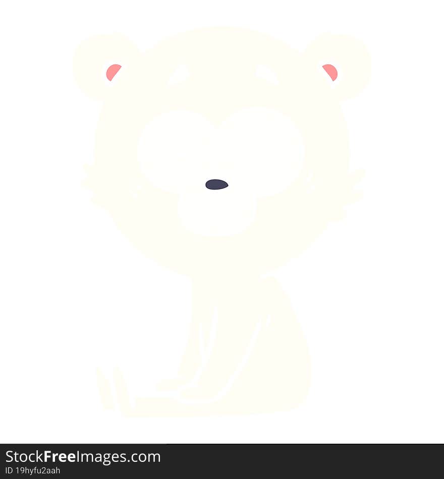 nervous polar bear flat color style cartoon