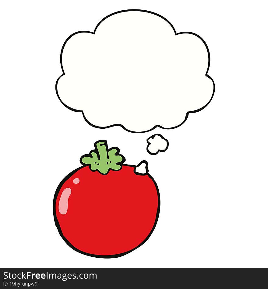 cartoon tomato and thought bubble