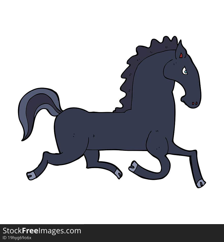 cartoon running black stallion