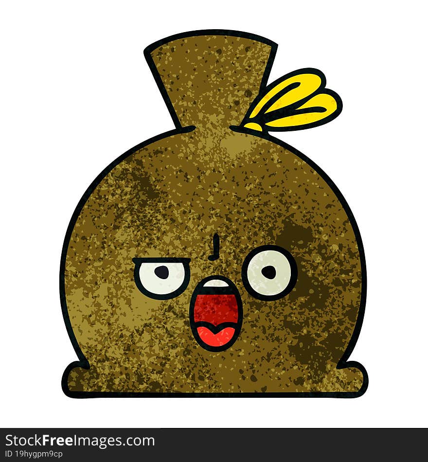 retro grunge texture cartoon of a sack