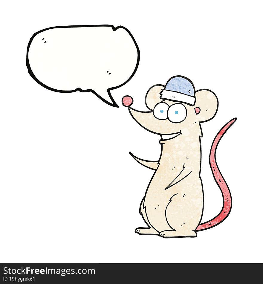 speech bubble textured cartoon happy mouse