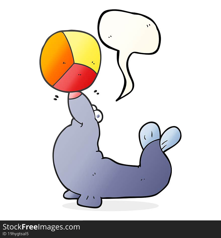 speech bubble cartoon seal balancing ball