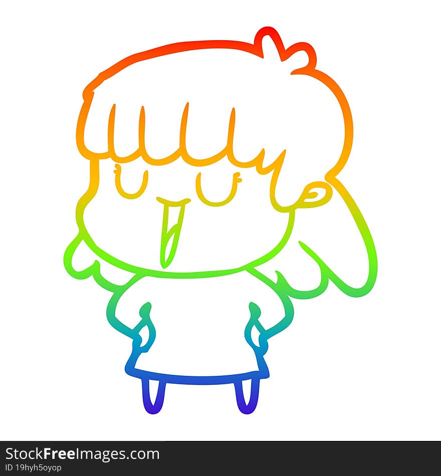 rainbow gradient line drawing of a cartoon woman laughing