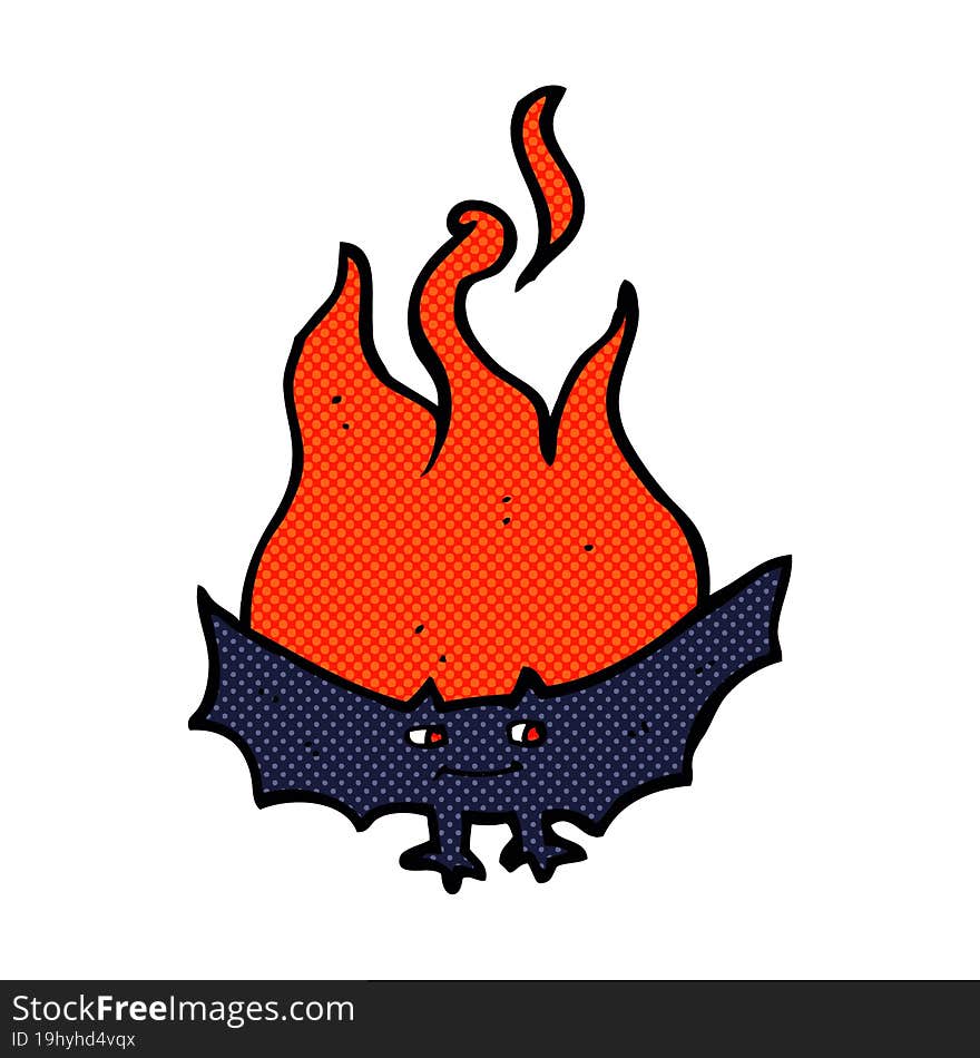 cartoon flaming halloween bat